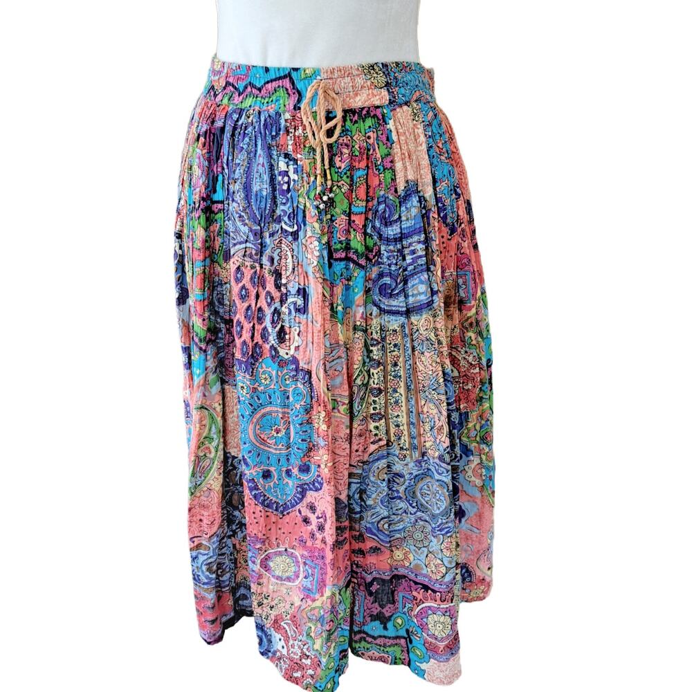 Vintage 90s/Y2K Take Two Clothing Co. Boho Midi Skirt Small Cotton Hippie A-line